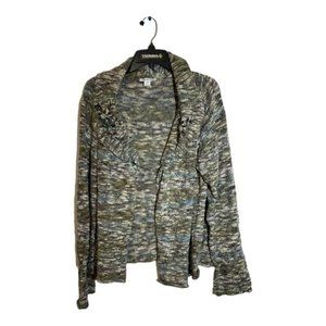 Coldwater Creek Womens Open Multicolor Cardigan Embroidered Shawl